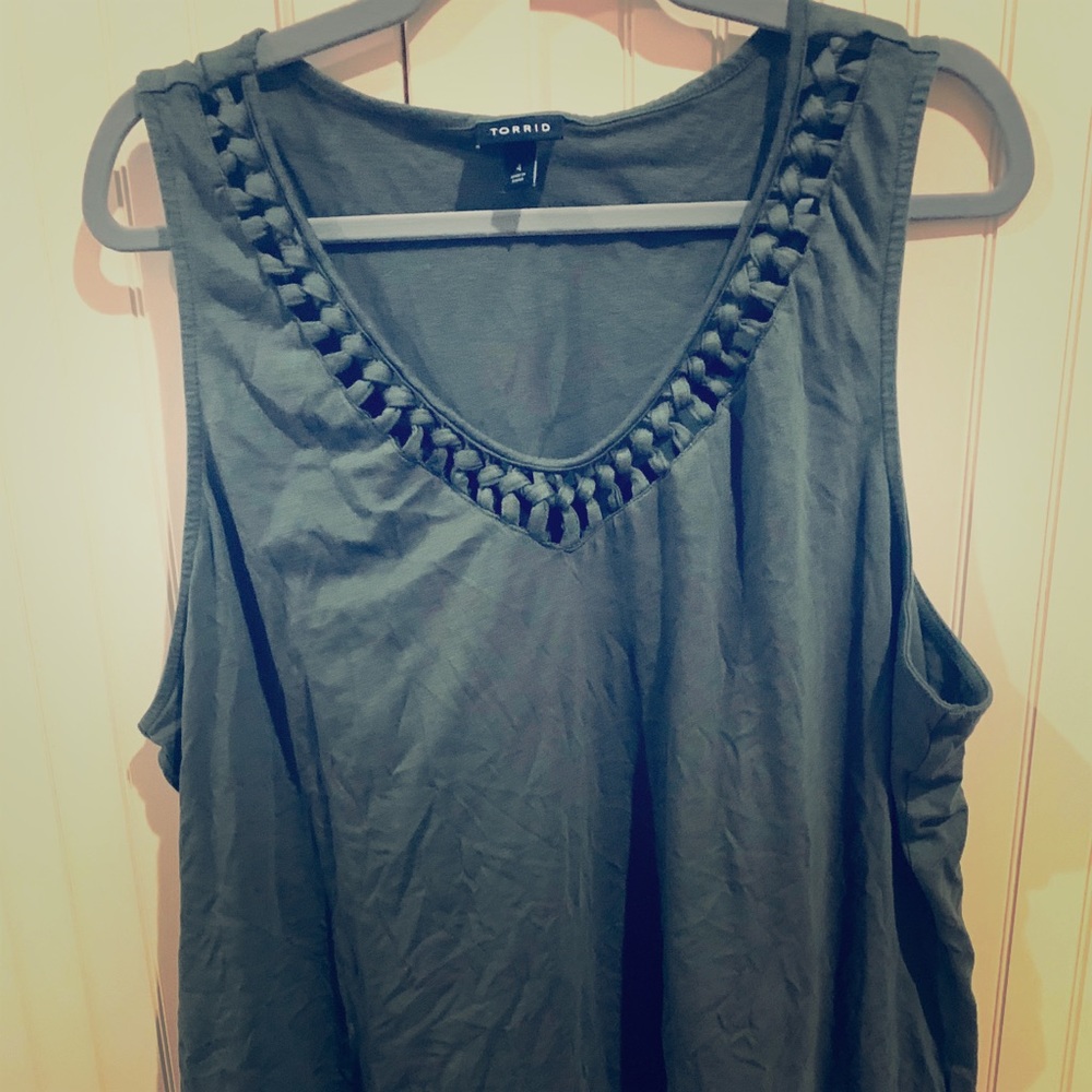 Torrid Olive Braided Neck Tank Top